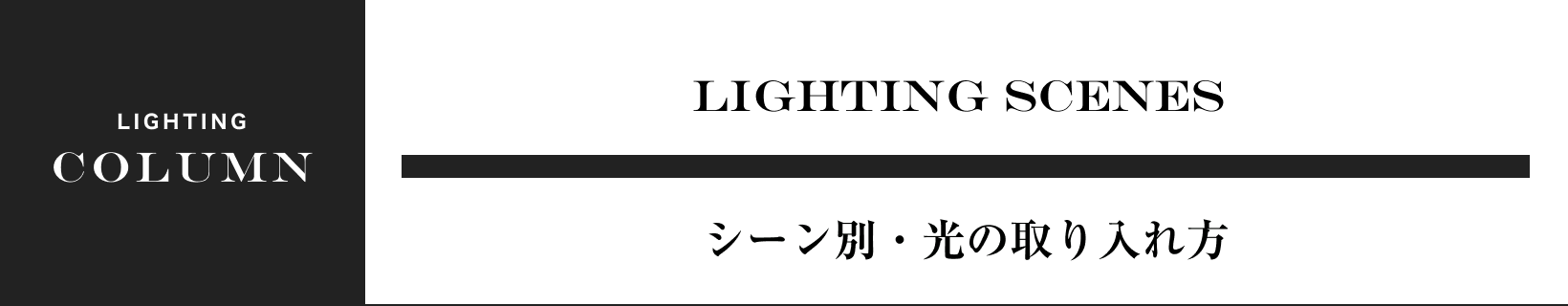 LIGHTING SCENES シーン別・光の取り入れ方